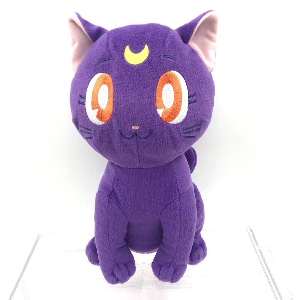 Sailor Moon Luna Cat Clever Idiot Plush Stuffed Purple 2003 Anime Sitting 12"